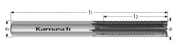 Karnasch VHM - Schrupp+Schlichtfräser für CFK-GFK d= 10,0 /L2=32 / Z= 8 DCC031 impuls gerade Verzahnung-4 Stirnschneiden, 291761100032
