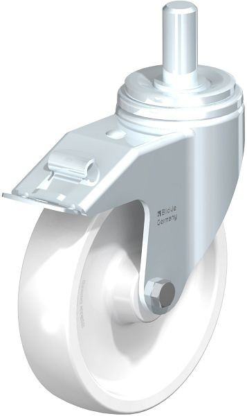 Blickle LHZ-SPO 201G-FI Stahlblech-Lenkrolle, Schwerlast-Ausführung, mit Zapfen & Feststeller, Polyamid, Weiß, 754678