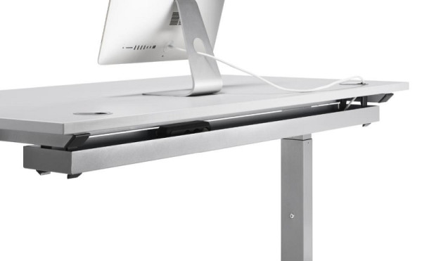 Deskin Kabelwanne 1800, abklappbar, Metall Alusilber RAL 9006, H 50 x B 1614 x T 145 mm, 289725