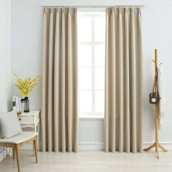 vidaXL Verdunkelungsvorhänge mit Haken 2 Stück Beige 140x225cm, 134447