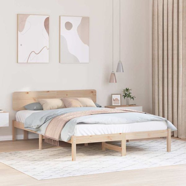 vidaXL Bettgestell mit Kopfteil Natur 140 x 200 cm, 872104