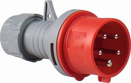 as-Schwabe CEE-Stecker 400V/32A, rot mit Schraubanschlüssen, 400V/32A/5polig/6h, 60422
