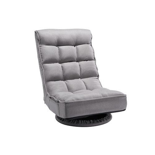 VEVOR Gaming-Bodenstuhl, 360° drehbar, 4 Positionen, klappbare Rückenlehne, Lendenwirbelstütze, Video-Liegesofa, Grau, DBYXZKWFS000O4SU9V0