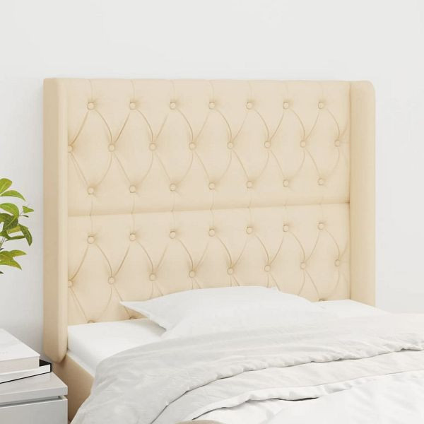 vidaXL Kopfteil mit Ohren Creme 103x16x118/128 cm Stoff, 3119911