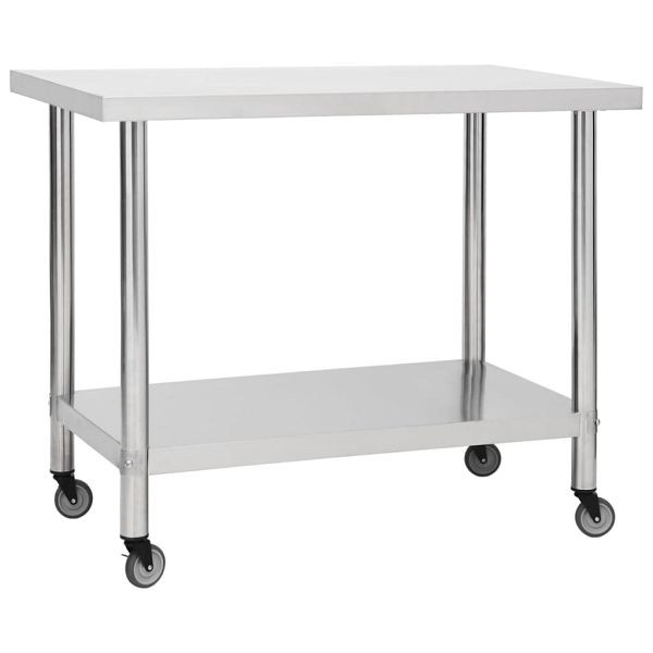 vidaXL Küchen-Arbeitstisch mit Rollen 100x30x85 cm Edelstahl, 51637
