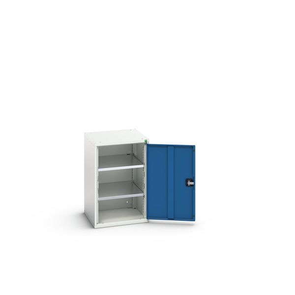 bott verso Flügeltürschrank, mit 2 Fachböden, BxTxH: 525 x 550 x 800 mm, Lichtgrau / Enzianblau, 16926038.11