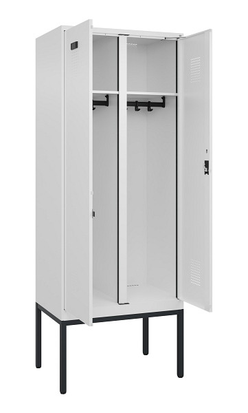 C+P Schwarz-Weiß-Spind Evolo PLUS, Gestell, 2 Abteile, 2120x800x500mm, 9016/9016, Zylinderschloss, 0490327-22 S10047