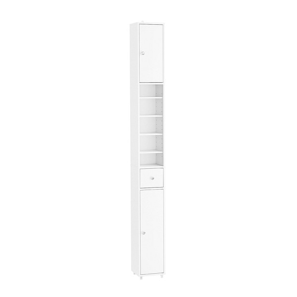SoBuy Badezimmer-Hochschrank mit einer Schublade Weiß 20x20x180 cm, Funktional, BZR34-II-W
