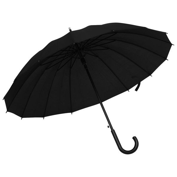 vidaXL Regenschirm Automatisch Schwarz 105cm, Material: Stoff (190T PG), Metall, Fiberglas, 149138