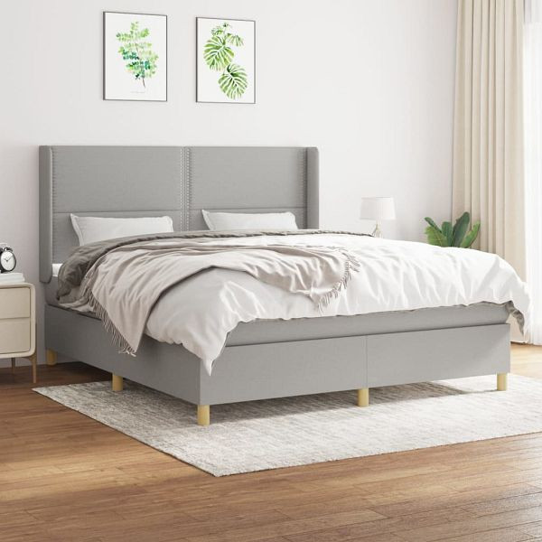 vidaXL Boxspringbett mit Matratze Hellgrau 180x200 cm Stoff, 3131929
