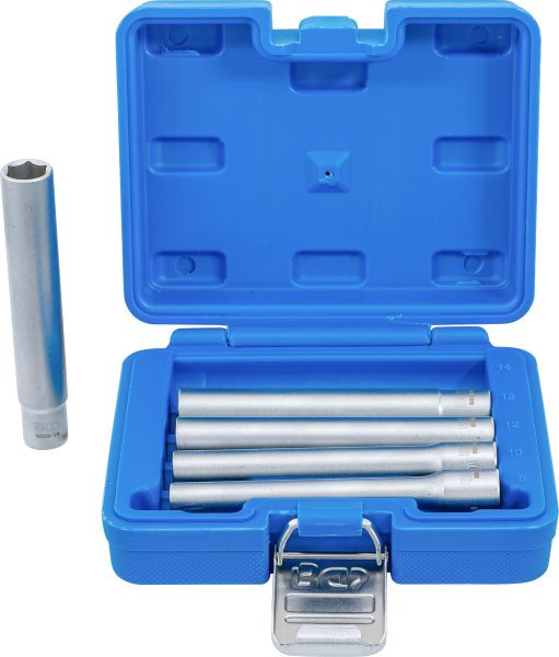 BGS Steckschlüssel-Einsatz-Satz, Sechskant, extra tief, Antrieb Innenvierkant 10 mm (3/8"), SW 8 - 14 mm, 5-teilig, 9863