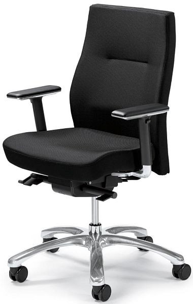Deskin XXL-Drehstuhl PARLANDO inkl. Armlehnen, Aluminiumfußkreuz, poliert, Bezug Stoff Basic SM, Farbe schwarz, 275398