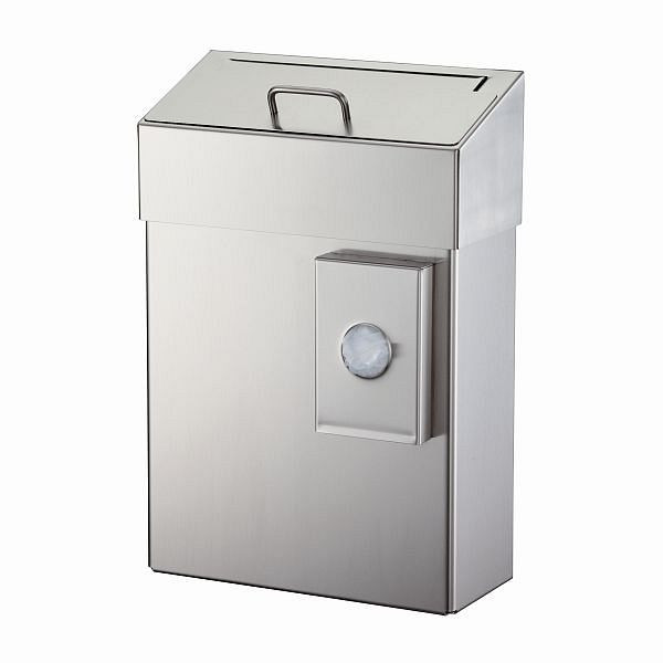 Air Wolf Hygieneabfallbehälter mit 10 Liter Volumen, Serie Omikron II, H x B x T: 420 x 285 x 145 mm, Edelstahl gebürstet, 35-779