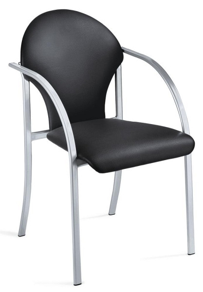 Deskin Besucherstuhl PIENO, 4-Fuß Gestell alusilber, Bezug Kunstleder, Farbe schwarz, 268209