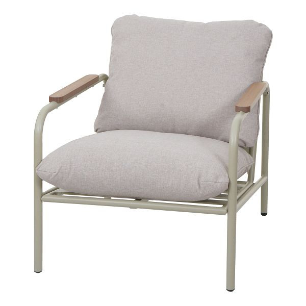 Mendler Aluminium-Gartensessel HWC-O11, Outdoor Stuhl Gartenstuhl, Olefin Stoff/Textil (205 g/m²), hellgrün Polster beige, 110595