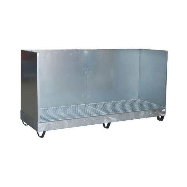 STEIN HGS Auffangwanne Serie 2000/SW, mit Spritzschutzwand, 222 Liter, ohne Farbe, feuerverzinkt, Höhe 1250mm, feuerverzinkt, 4x200 Liter Fass, 79195.0024