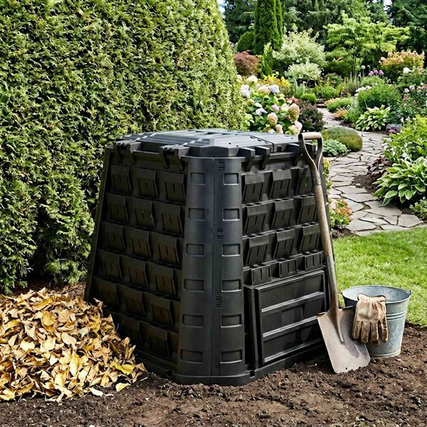 vidaXL Gartenkomposter Schwarz 91 x 91 x 83 cm 100% PP, 42033412