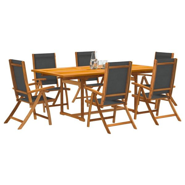 vidaXL 7-teilig Garten-Essgruppe Massivholz Akazie und Textilene, 3279261
