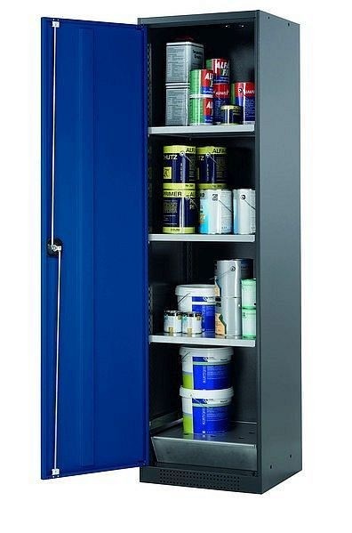 asecos Chemikalienschrank CS-CLASSIC Modell CS.195.054 in enzianblau RAL 5010 mit 3x Fachboden (Stahlblech), 30561-047-30573