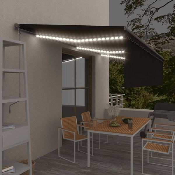 vidaXL Markise Automatisch mit Rollo LED Windsensor 6x3m Anthrazit, 3069494