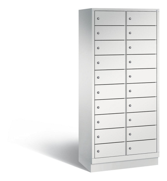 Deskin Laptopschrank, 2 x 10 Fächer, Lichtgrau RAL 7035, 810 x 500 x 1800 mm, ohne Elektrifizierung, 287860