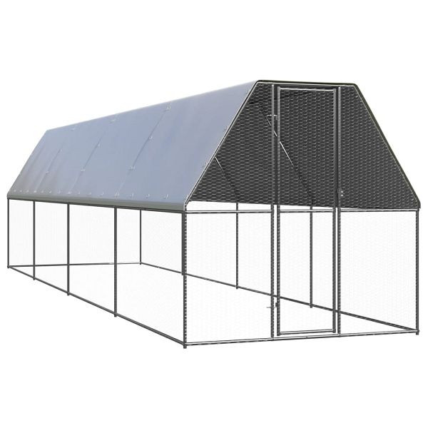 vidaXL Outdoor-Hühnerkäfig 2x8x2 m Verzinkter Stahl, 3154373