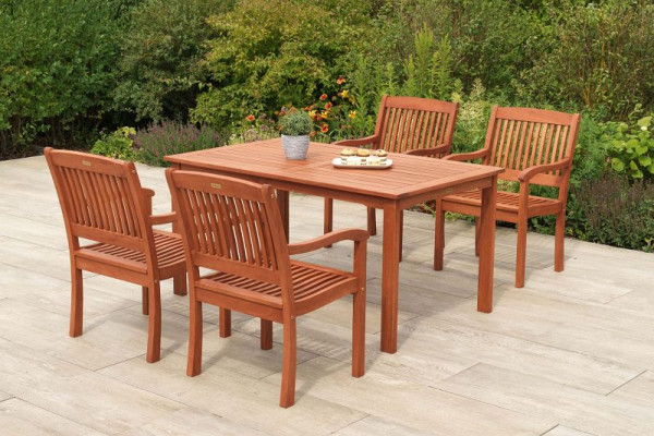 Merxx Maracaibo Set 5-teilig, 4 Maracaibo Sessel, 1 Tisch 150 x 90 cm, FSC Eukalyptusholz, 51074-011