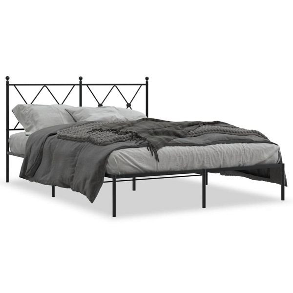 vidaXL Bettgestell mit Kopfteil Metall Schwarz 140x190 cm, 376502