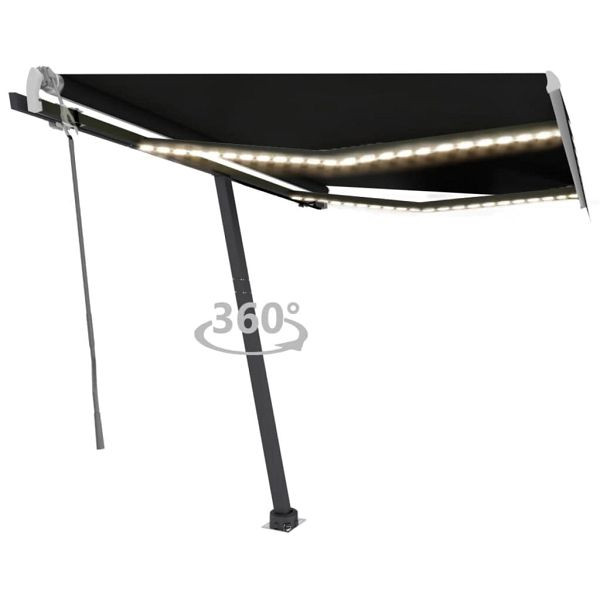 vidaXL Markise Manuell Einziehbar mit LED 300x250 cm Anthrazit, 3069704