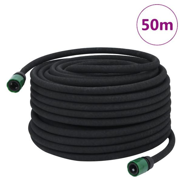 vidaXL Tropfschlauch Schwarz 0,6" 50 m Gummi, 155872, 8721012409149