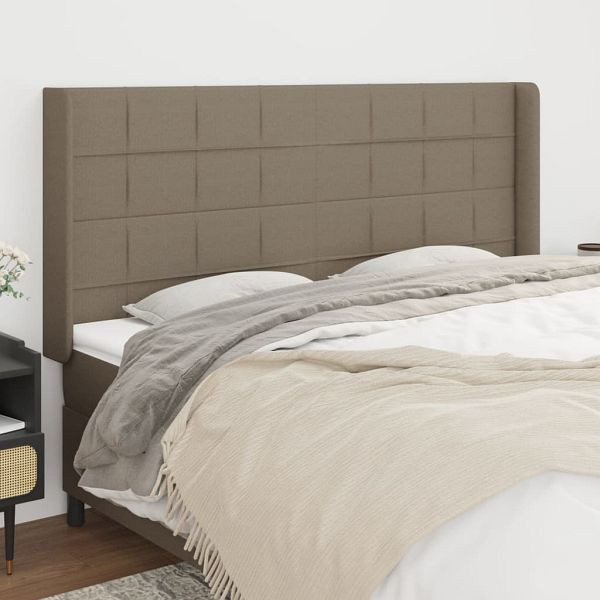 vidaXL Kopfteil mit Ohren Taupe 163x16x118/128 cm Stoff, 3119590