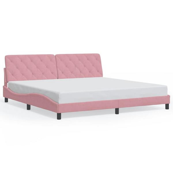 vidaXL Bettgestell mit LED-Leuchten Rosa 200x200 cm Samt, 3213878