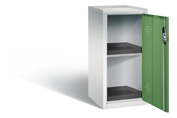 C+P Umweltschrank Acurado, H1000xB502xT500mm, Farbe: Lichtgrau / Resedagrün, Muldengriff, 8721-316 S10040