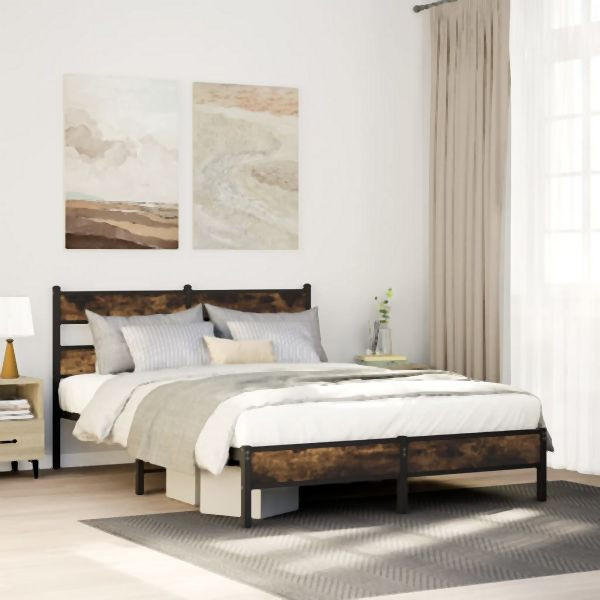 vidaXL Bettgestell ohne Matratze Räuchereiche 80x200 cm Holzwerkstoff, 4017227