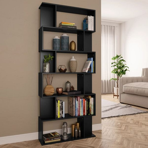 vidaXL Bücherregal/Raumteiler Schwarz 80x24x192 cm Holzwerkstoff, 800091