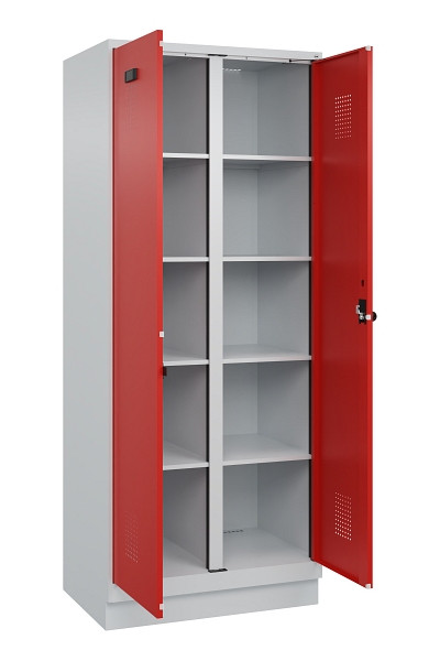 C+P Wäsche-Spind Evolo PLUS, mit Sockel, 2 Abteile, 1950x800x500mm, 7035/3020, Verschluss Drehriegel, 049022-22B S10005