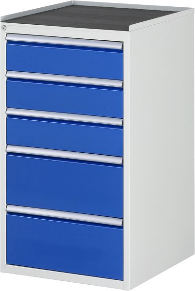 RAU Schubladenschrank Serie 7000, Metallauflage, 5 x Schublade-Größe-L 3xH150, 2xH240 mm, 580x1035x650 mm, 03-L7.4A-MT.11