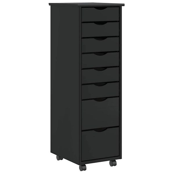 vidaXL Rollschrank mit Schubladen MOSS Schwarz Massivholz Kiefer, 4015786