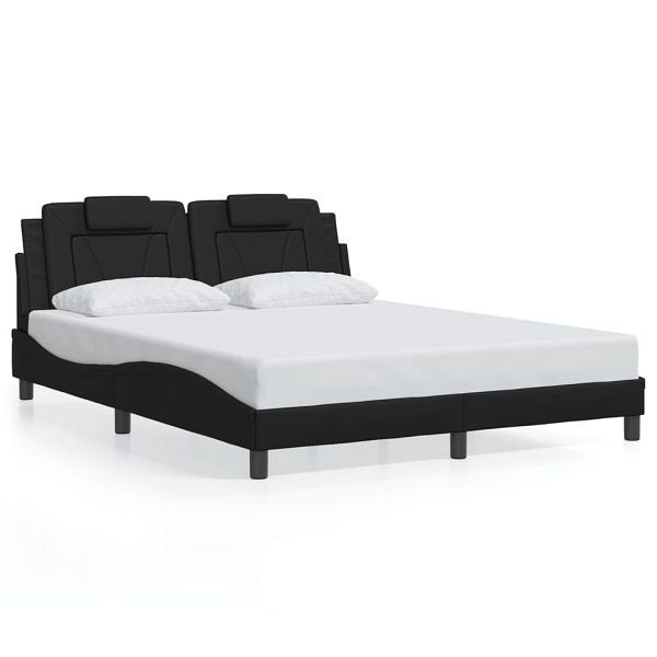 vidaXL Bettgestell mit Kopfteil Schwarz 160x200 cm Kunstleder, 3208103