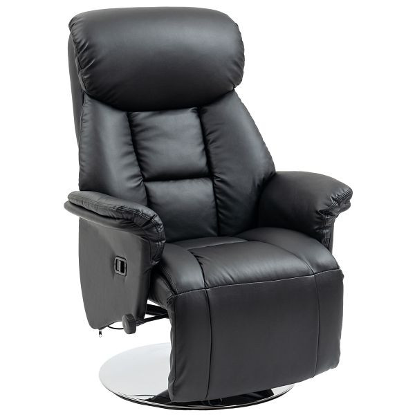 HOMCOM Relaxsessel, Liegefunktion, Lederoptik, Fußstütze, bis 150 kg, 78 x 80 x 109 cm, Schwarz, 839-848V80BK