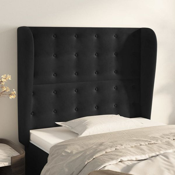 vidaXL Kopfteil mit Ohren Schwarz 93x23x118/128 cm Samt, 3118428