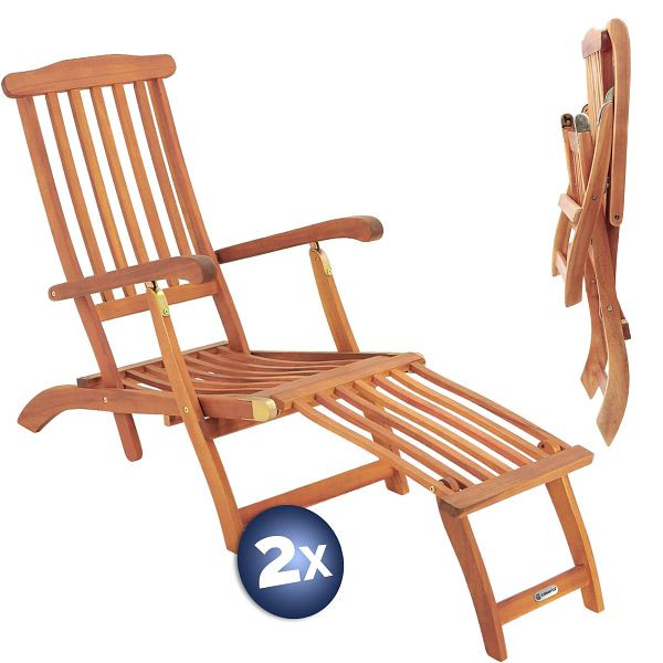 casaria Gartenliege, VE: 2er-Set FSC®-zertifiziert Akazie klappbar 160kg belastbar, 990247