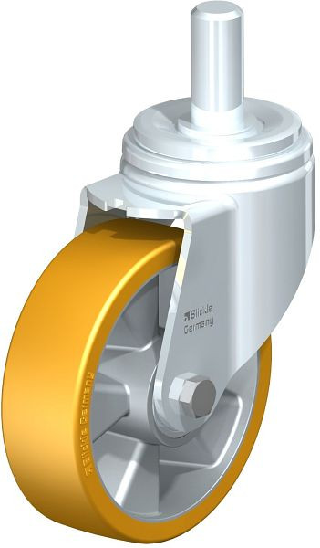 Blickle LHZ-ALTH 160K Stahlblech-Lenkrolle, Schwerlast-Ausführung, mit Zapfen, Blickle Extrathane®, Hellbraun, 754657