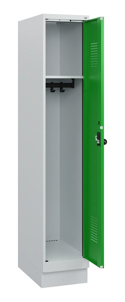 C+P Spind Evolo PLUS, Sockel, 1 Abteil, 1630x300x500mm, 7035/6037, Drehriegel, 0490205-10 S10011