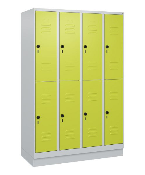 C+P Doppelstöckiger Spind Classic PLUS, Sockel, 4 Abteile, 1800x1200x500mm, 7035/0024, Drehriegel, 0803207-40 S10010