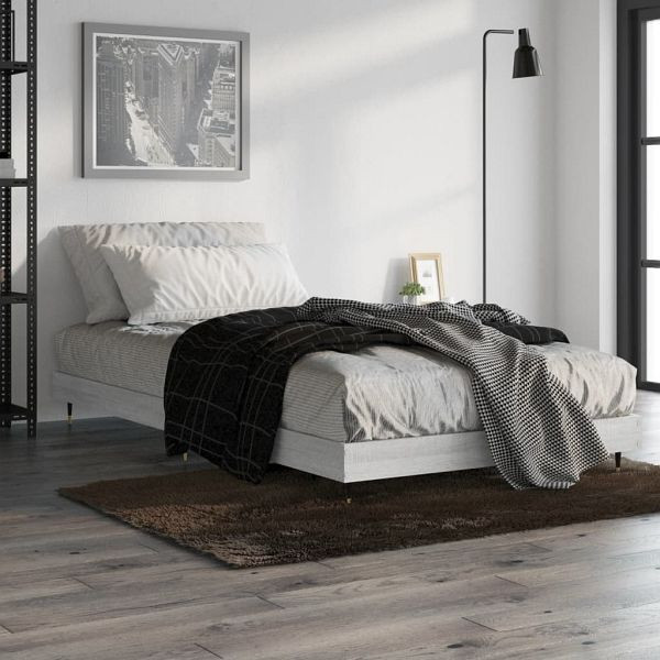 vidaXL Bettgestell Grau Sonoma 100x200 cm Holzwerkstoff, 832163