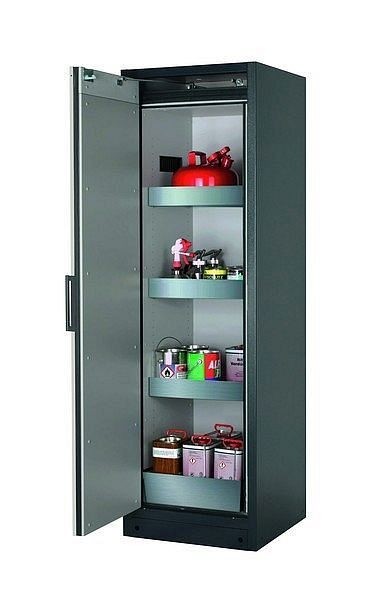 asecos Sicherheitsschrank Q-CLASSIC-90, Q90.195.060 in lichtgrau RAL 7035 mit 3x Wannenboden Standard (Edelstahl), 30072-041-30085