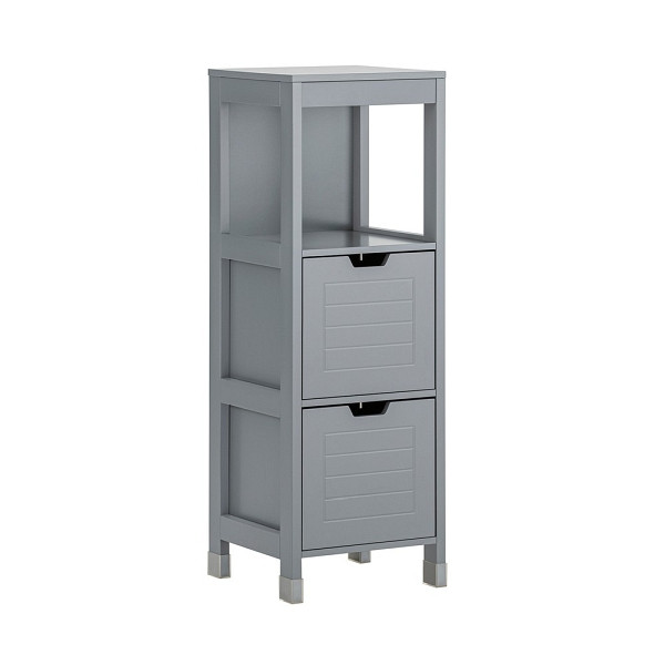 SoBuy Badunterschrank mit zwei Schubladen Grau 30x30x89 cm, Modern, FRG127-SG