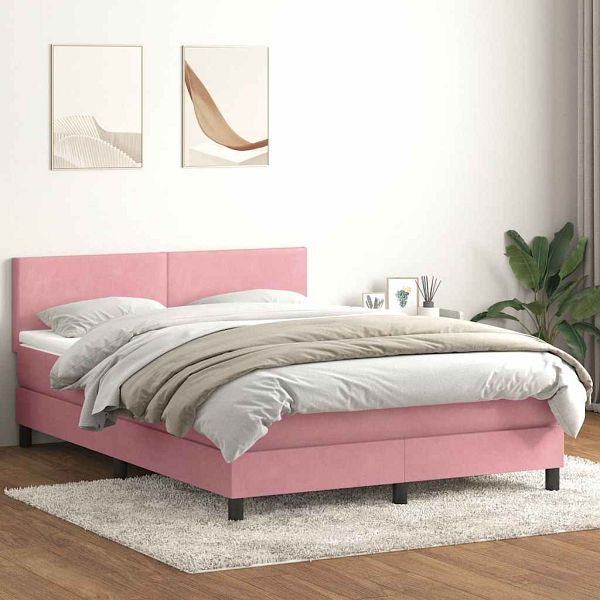 vidaXL Boxspringbett mit Matratze Rosa 160x220 cm Samt, 3316748