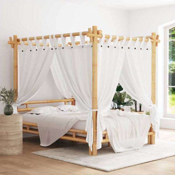 vidaXL Himmelbett 140x200 cm Bambus, Schutz von allen Seiten, 340050
